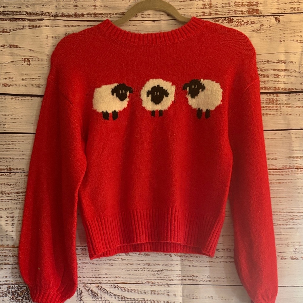 Miami Red Sheep Design Sweater